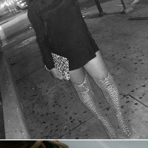 Knee high boots suede laced up